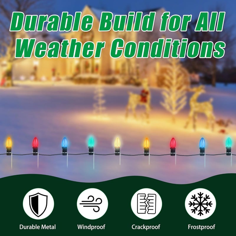 WBCBEC 60Pcs 12 Inch Christmas Light Stakes Metal Light Stakes for Christmas Lights Yard Lawn Light Stakes for C7 and C9 Ground Stakes for Christmas Lights - Image 5